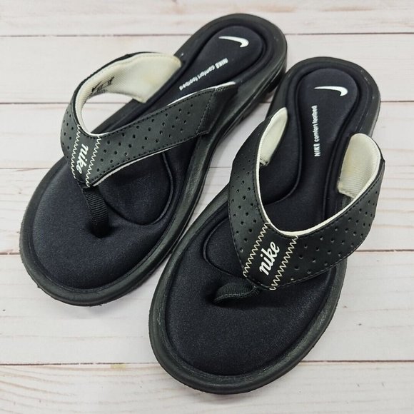Nike Shoes Nike Comfort Footbed Womens Size 6 Black White Thong Flip Flops Sandals Poshmark